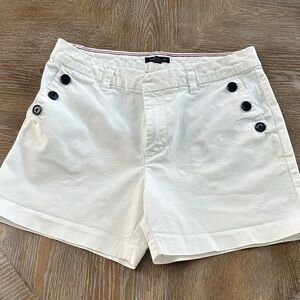 Tommy Hilfiger White Cotton Button-Accent Shorts